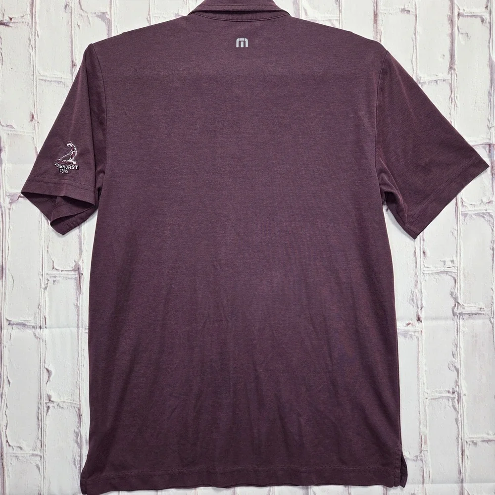 Travis Mathew Polo Shirt Burgundy Striped Pinehurst Golf Short Sleeve Mens Sz M